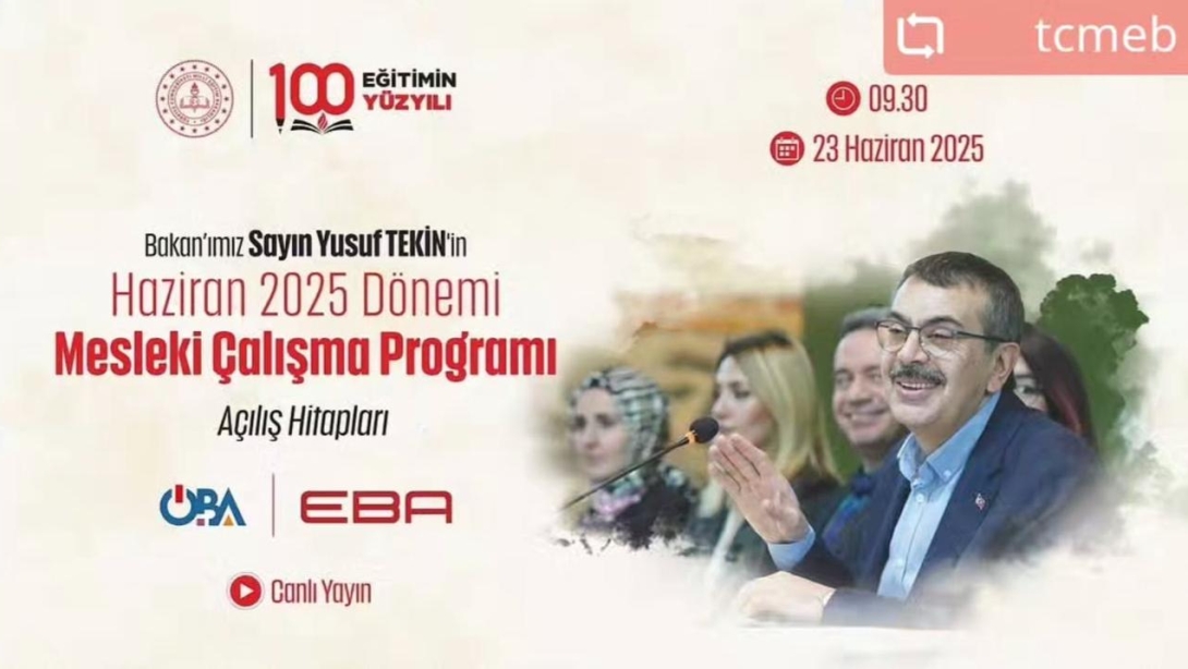 Lüleburgaz İlçe Milli Eğitim Camiası, Bakan Yusuf TEKİN'in Haziran 2025 Mesleki Çalışma Programı Açılış Konuşmasına Katıldı.